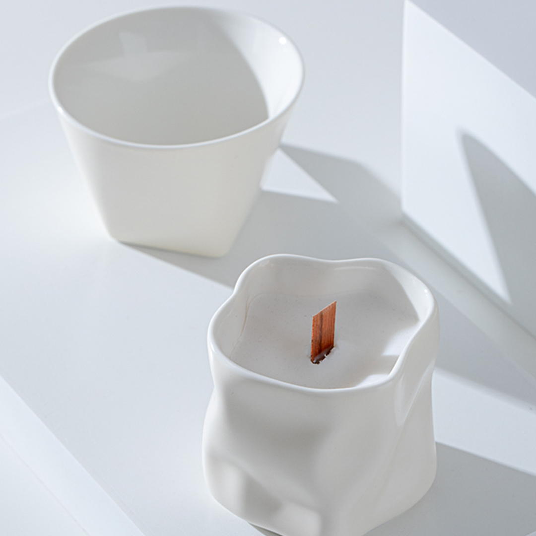 White Ceramic Candle Container