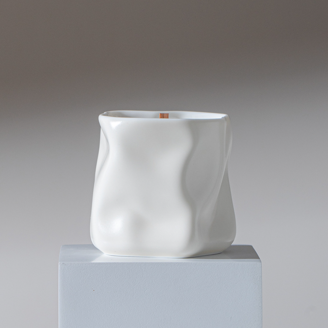 White Ceramic Candle Container