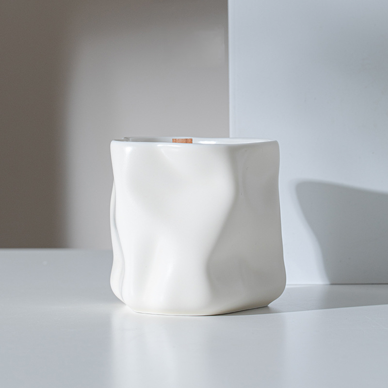 White Ceramic Candle Container